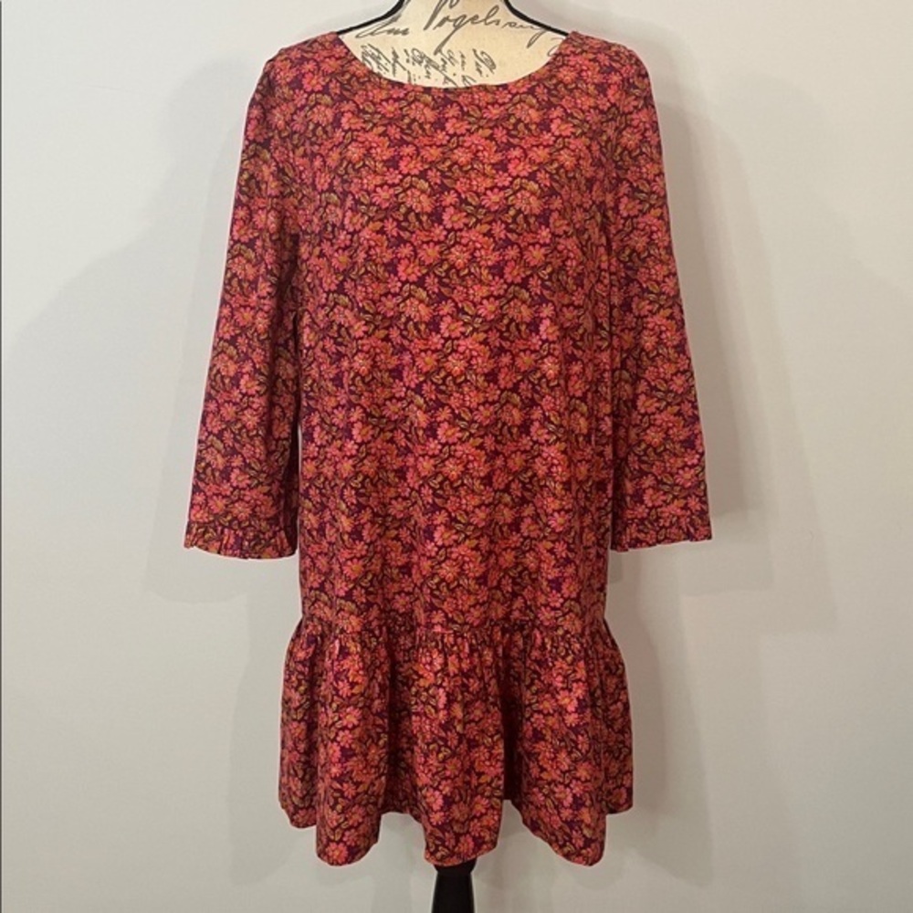 NWT Free People βThe Avenueβ floral stretch cotton scoop back mini dress XL